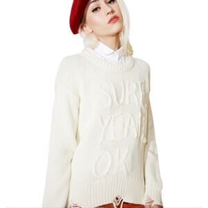 Wildfox sure yeah ok distressed sweater